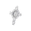 Silver cross pendant with white cubic zirconia and religious centerpiece for women necklaces. - Cross / White Gold