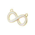 Gold infinity symbol pendant white enamel double loop charm DIY bracelet jewelry accessory - White
