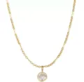 Gold bezel-set zircon clavicle chain geometric bar link fashion necklace variant. - Round Pendant Paperclip Chain (X1398) / Gold