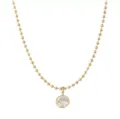 Minimalist gold ball chain necklace with a sparkling round zirconia solitaire pendant for daily wear. - Round Pendant Bead Chain (X1398) / Gold