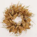 Artificial autumn eucalyptus leaf wreath for front door Thanksgiving harvest home decor. - QH3303/50 / Eucalyptus Rattan Wreath