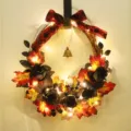 Ghirlanda di Halloween decorazione foglia d'acero nera bacca appendiabiti luce - Con Luci LED