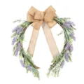Artificial lavender wreath with burlap bow for spring summer home door wall hanging decor. - Model A Horseshoe Wreath
