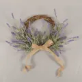 Ghirlanda di lavanda artificiale con fiocco in iuta, decorazione da appendere per porta. - Corona con Fiocco in Juta