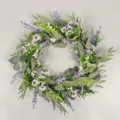 Ghirlanda di fiori artificiali di lavanda e margherita per decorazione murale e porta. - Corona di Foglie di Salice Lavanda e Margherita