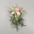 Künstliche Dahlien und Rosen Tropfen Wandbehang Blumendekor für Frühlings-Wohnkultur. - Ohne Licht / Rosa