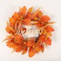 Autumn maple leaf wreath fall front door hanging decoration with welcome sign for home indoor. - Welcome Style