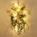 Künstlicher Dahlien Rosen Tropfen Wandbehang mit Lichterkette für Frühlings Heimdekor - Mit 1M Licht / Champagner