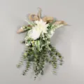Künstlicher Dahlien Rosen Tränenblumen Swag Hängende Dekoration für Haus Wand Frühling - Ohne Licht / Weiß