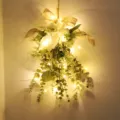 Künstliche Dahlien Tropfen Blumen Wandbehang mit warmer Lichterkette für Heimdekoration - Mit 1M Licht / Weiß