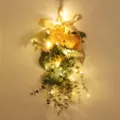 Künstliche Dahlien Rose Tränenform Blumen Wandbehang mit LED Licht, Frühlings Deko Variante - Mit 1M Licht / Orange