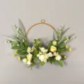 Couronne de Fleurs Artificielles de Printemps Anneau en Fer Rose Hortensie Déco - Jaune