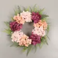 Decorative artificial hydrangea flower wreath for wall and front door hanging decor. - No Light / Three-Color Hydrangea