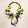 Spring summer artificial tulip wreath blue yellow floral wreath home door wall decor - Blue-Yellow