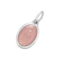 Pendentif émail plaqué or ovale portrait religieux rose translucide accessoire bijoux DIY pièce - Argent Rose