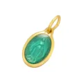 Pendentif ovale en émail vert plaqué or accessoire de bijoux religieux DIY charme - Or Bleu Clair