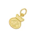 Photo détaillée d'un pendentif sac porte-bonheur en or mat, bijou DIY de style traditionnel chinois. - Sachet Fleur