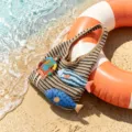Casual knitted tote bag with cute fish embroidery stylish beach shoulder handbag for women - Khaki