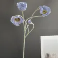 Flor artificial de amapola flocada tallo único azul decoración hogar boda arreglo floral utilería. - Gris Púrpura