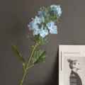 Rama de flor de hortensia azul artificial para decoración del hogar y arreglos florales. - Azul Claro