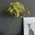 Tallo de hortensia artificial para la decoración moderna del hogar y arreglos florales - Verde