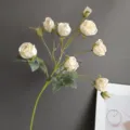 Rama de rosas artificiales de 10 cabezas, flores falsas de crespón blanco para decoración. - Blanco Lechoso