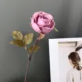 Flor de rosa artificial tallo unico planta falsa rosa para la decoracion interior - 033 Rosa