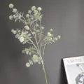 Rama de bayas verdes artificiales tallo único arreglo floral para decoración del hogar boda fiesta. - H85cm / 010 Blanco