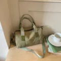 Casual groene canvas schoudertas, stijlvolle forenzen reistas crossbody tas voor dames. - Groen