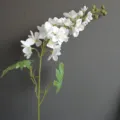 Flor de espuela de caballero artificial tallo único blanco adorno floral para decoración del hogar - H90CM / Blanco
