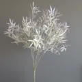 Detailed view of artificial 5-forked flocked grass branch, perfect for home and floral decor. - H38CM / Purple