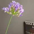 Flor de Agapanto artificial tallo único planta falsa morada para decoración hogar bodas - Verde Púrpura Claro
