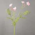 Dettaglio ramo di fiore di cosmo artificiale, petali rosa, foglie verdi, decoro casa. - H44CM / rosa scuro