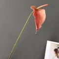 Artificial anthurium flower detail shot, single pink flamingo flower stem for home decor. - H72CM / Flesh Pink