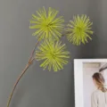 Rama de flores de diente de león decorativa artificial para el hogar y bodas - H62CM / Verde