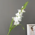 Flor artificial de gladiolo blanco con tallo largo para decoración del hogar boda hotel. - H94CM / Blanco Lechoso