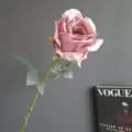 Rosa vintage artificial de tallo único flor falsa retro para decoración del hogar y bodas - Rosa Oscuro