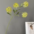 Rama de flor de hortensia de plástico artificial amarillo verde decoración del hogar - Amarillo