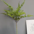 Rama de helecho artificial planta verde falsa follaje de plástico blando para decoración hogar - Rojo Atardecer