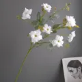 Artificial white rose branch flower stem for home decor, floral arrangement detail shot - H64CM / 010 White