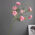 Artificial pink rose flower branch, realistic fake floral for home decor and wedding arrangement. - H64CM / Pink
