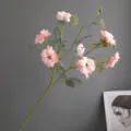 Artificial pink wild rose flower branch for home decor wedding party floral arrangement. - H64CM / Champagne