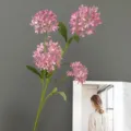 Detalle de tallo de flor de hortensia rosa artificial para decoración de interiores y diseño - Rosa Rosado
