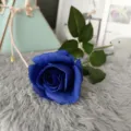Rosa azul artificial de rama sencilla flor falsa para decoracion hogar boda foto - Azul