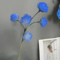 Rama de flor de allium azul artificial, tallo de bola de felpa para decoración, variante. - Azul