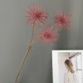 Nahaufnahme künstlicher rosafarbener stacheliger Löwenzahnblütenzweig, Heimdeko Detail. - H62CM / Rosarot