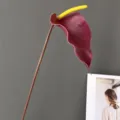 Artificial anthurium flower detail, realistic red spathe with yellow spadix for home decor. - H72CM / Red