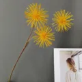 Rama de flor de diente de león artificial, decoración floral amarilla realista para el hogar. - H62CM / Amarillo