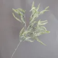 Artificial flocked fern leaf detail shot, frosted green foliage stem for home decor arrangement. - H85cm / Flocked White Green