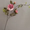 Detalle de rama de rosa rosa vintage estilo pintura al óleo artificial para decoración del hogar - H78CM / Púrpura Polvoriento